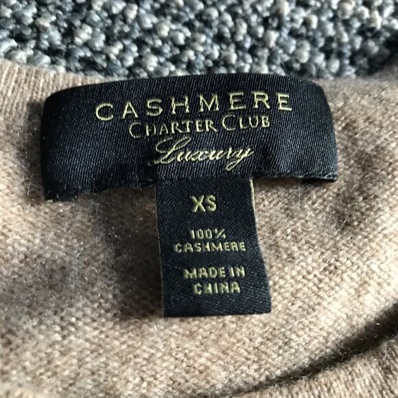 Charter Club Luxury Women Brown Crew Neck Cashmere Long Sleeve Sweater XS - Picture 3 of 5